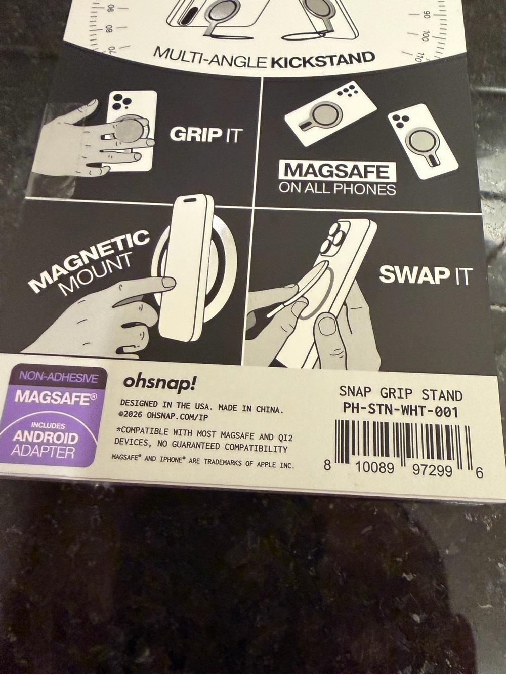 OhSnap! The Snap Grip Stand & Multi Angle MagSafe Tripod - New/Sealed (New) - Picture 11 of 15